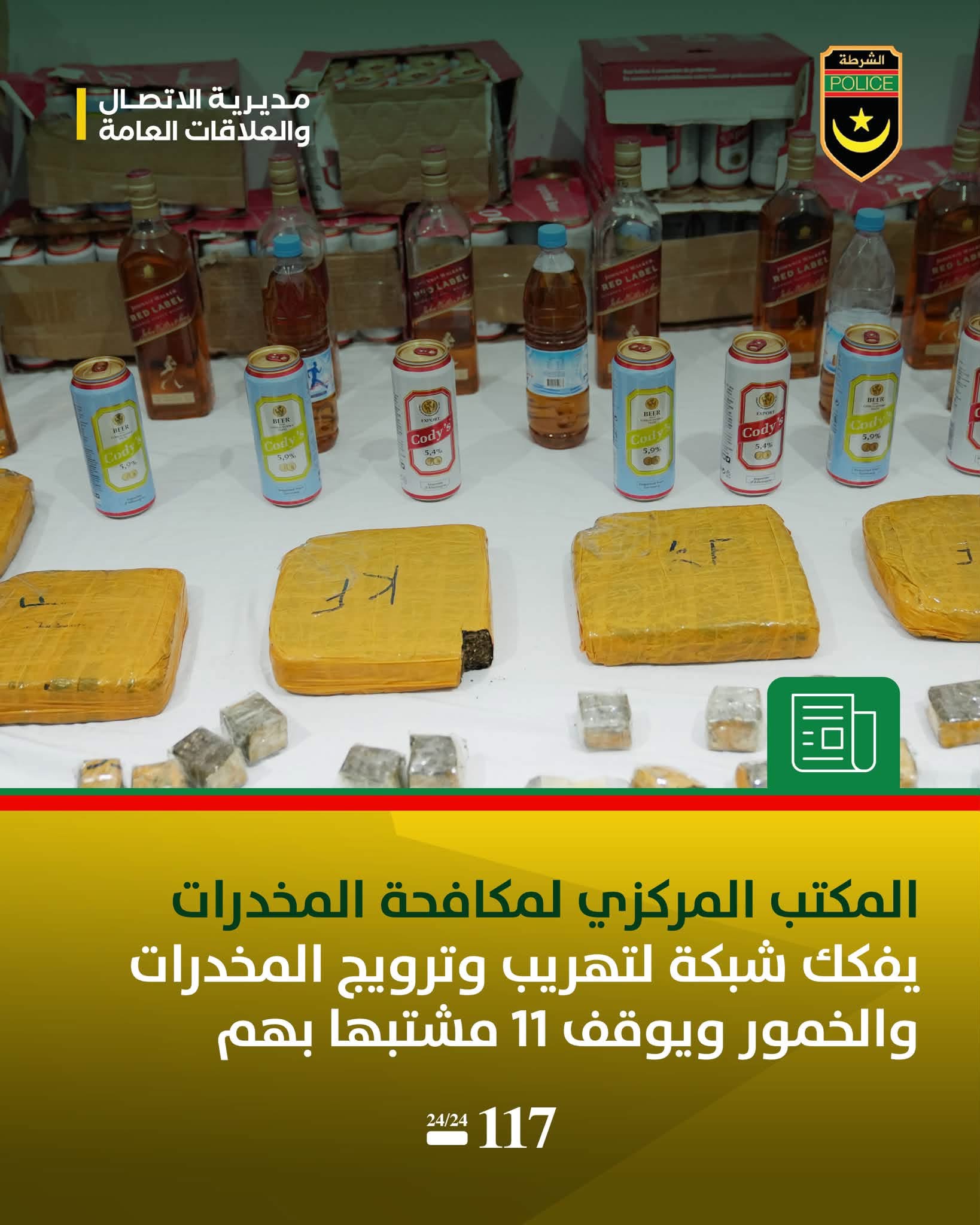 الأمن يفكك شبكة لتهريب وترويج المخدرات والخمور ويوقف 11 مشتبها به